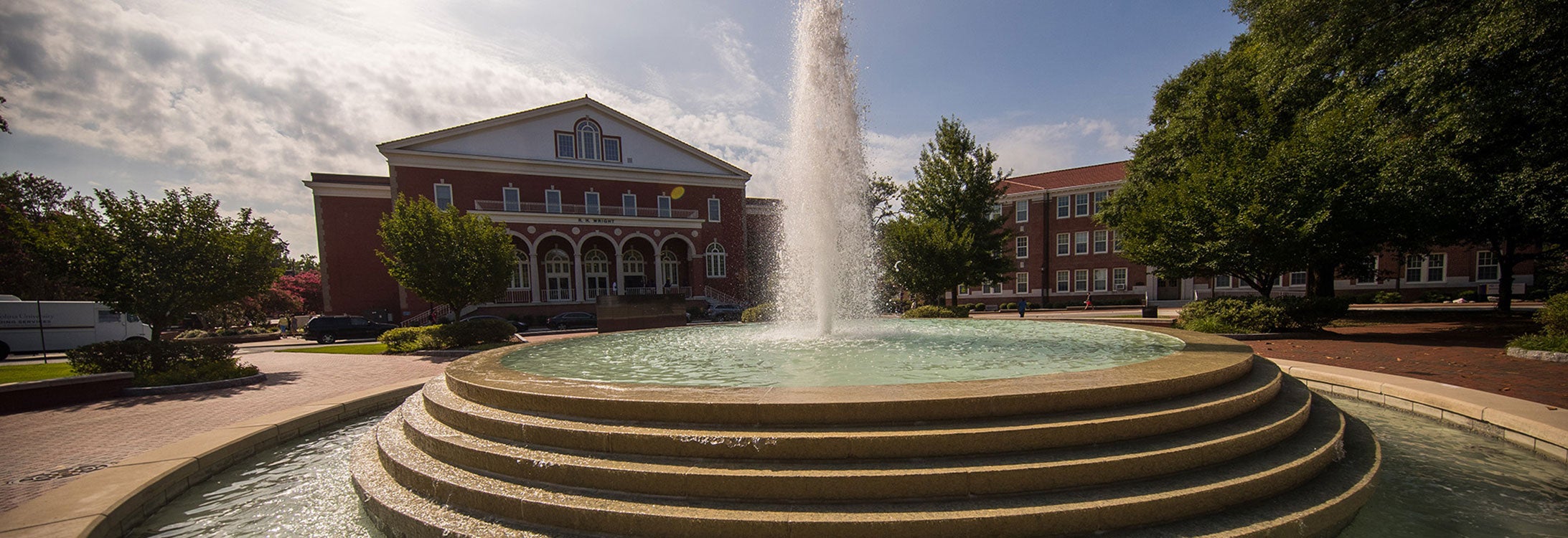 The fountain at Wright Auditorium