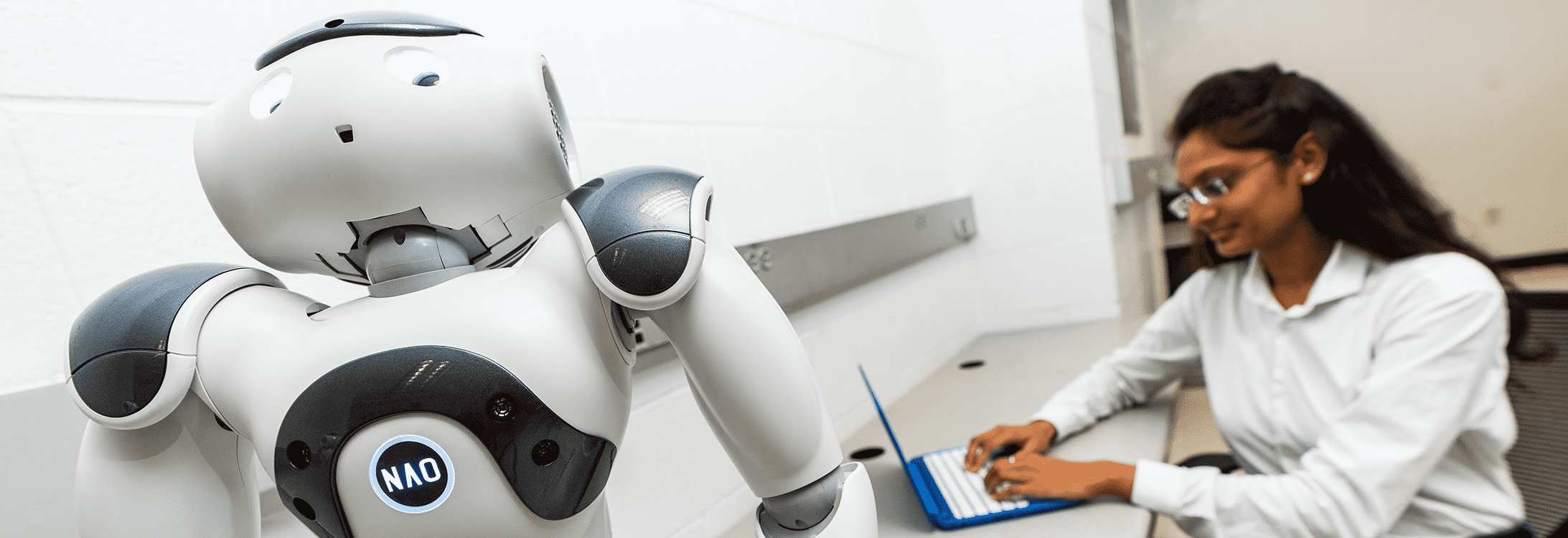Student working on a robot