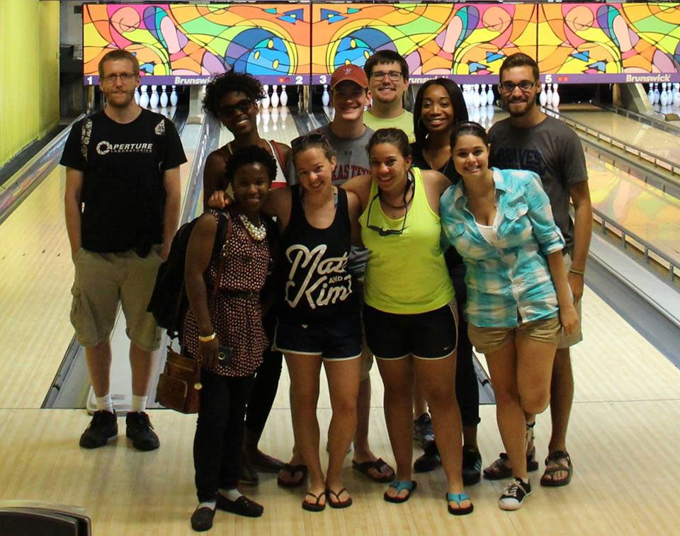 Group of students at a bowling alley