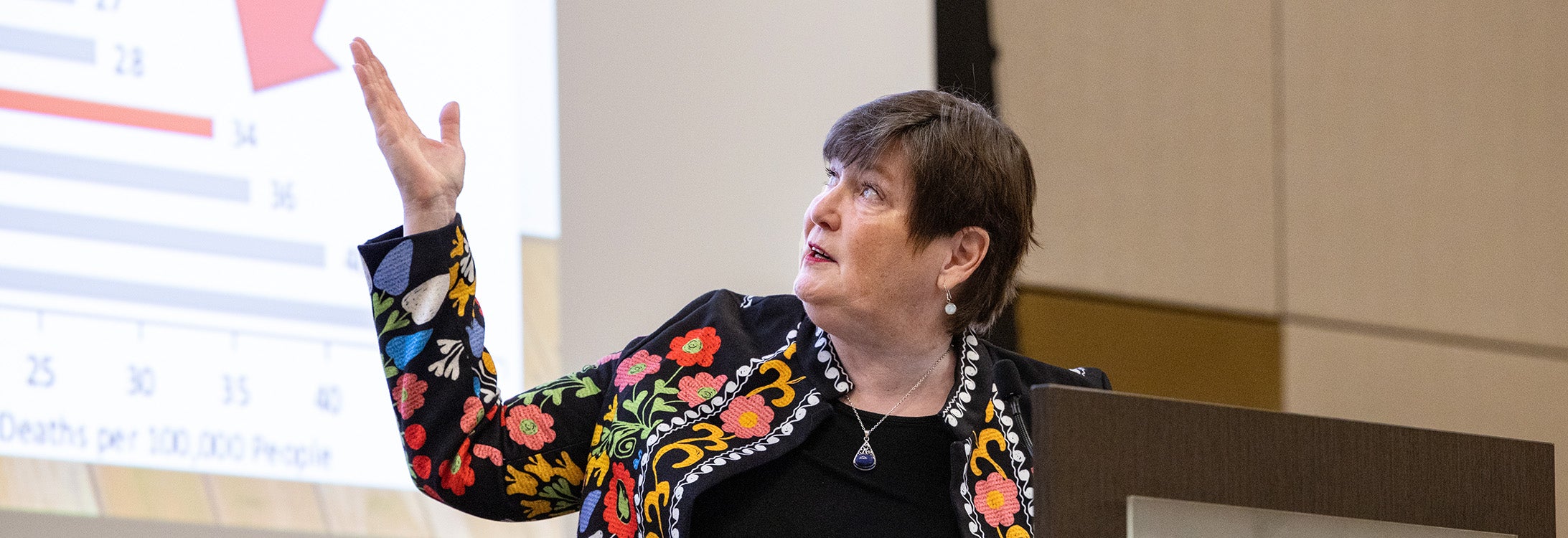 Dr. Wendy Nilsen, director for the National Science Foundation Smart and Connected Health program, gives the keynote address during CET Research Day. (Photo by Rhett Butler)