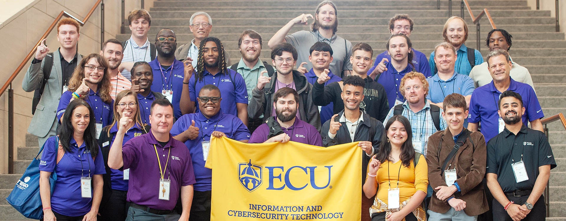 ECU Department of Technology Systems students, faculty and alumni pose for a photograph during the Information Systems Security Association’s InfoSeCon Conference in Raleigh. (Contributed photo)
